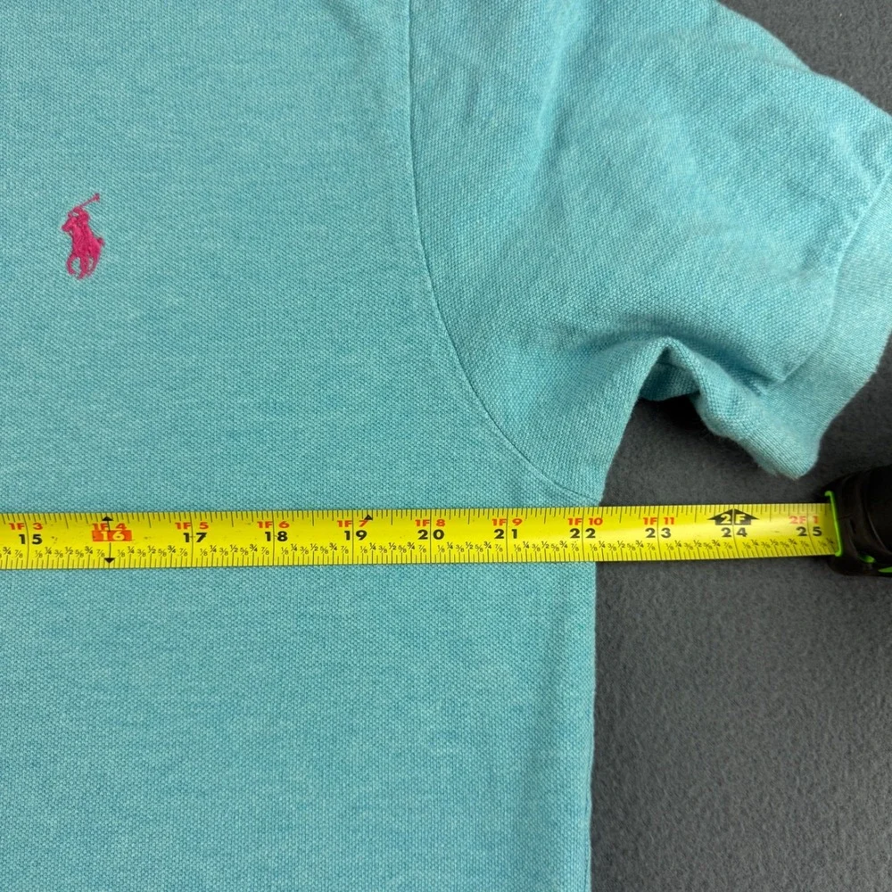 Polo Ralph Lauren Shirt Men's L Teal Pink Pony Short Sleeve Pique Cotton Polo